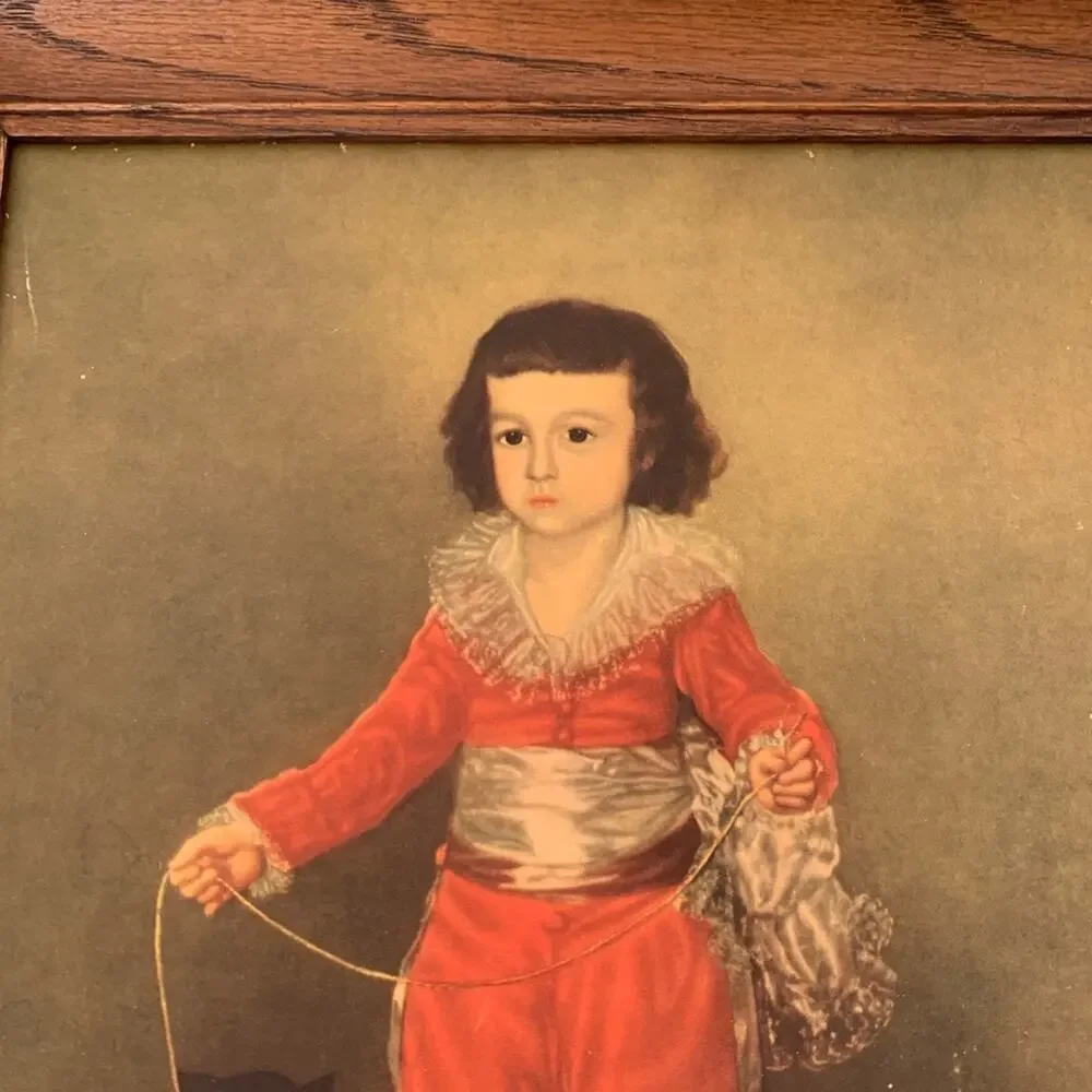 Vintage Red Boy Portrait Art